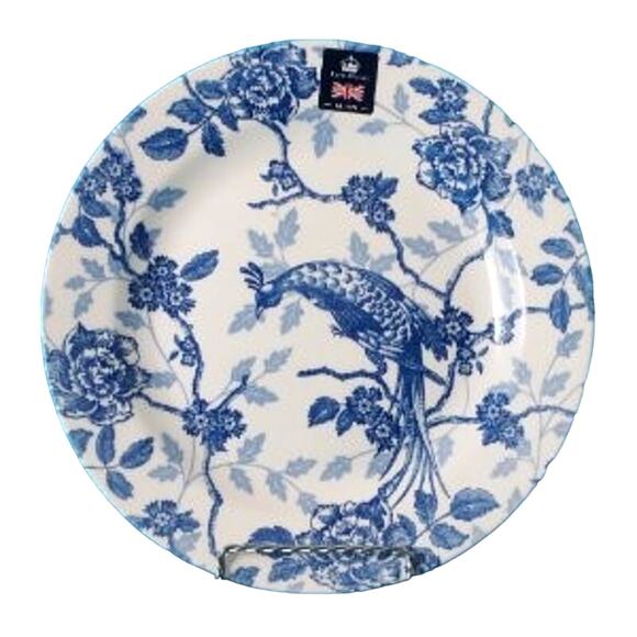 Royal Wessex Blue Asian Kujaku Peacock Pheasant Porcelain Dinner Plates Set of 4 - Picture 1 of 7
